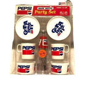 Vintage NIB Pepsi Majik Bottle Play Set Cups Saucers Pepsi Bottle Made in USA
